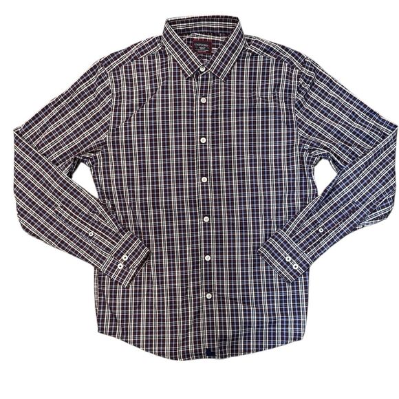 Untuckit Mens Shirt Size M Slim Fit Button Up Plaid Performance Nylon Stretch - Picture 1 of 8